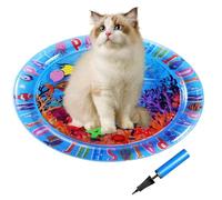 Tappetino Sensoriale Per Gatti,Tappetino Ispessito Per Giochi Sensoriali Con Acqua | Accessorio Rotondo Interattivo Antiscivolo con Pesci Galleggianti per Esercizio e Contro la Noia