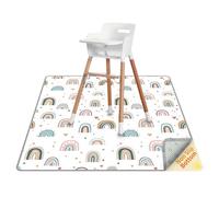 Tappetino spesso per seggiolone, 130 cm, tappetino impermeabile a 4 strati con fondo antiscivolo, tappetino per il disordine del bambino per arte/mestieri/pittura/tempo di gioco/picnic, facile da
