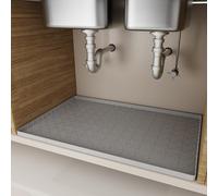 Tappetino spesso sotto il lavandino, vassoio in silicone impermeabile, protezione rinforzata per mobili da bagno e cucina, grigio (86 x 56 x 2,5 cm)