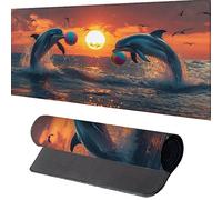 Tappetino Tappetino Mouse XXL 1200x600mm, Delfino Tappetino per Mouse Lavabile, GialloTappetino Mouse Pad Accessori Gaming, con Base in Gomma Antiscivolo per Lavoro Ufficio, Regalo Uomo 9-G