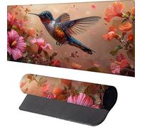 Tappetino Tappetino Mouse XXL 900x300x3mm, Uccello Tappetino per Mouse Lavabile, RosaTappetino Mouse Pad Accessori Gaming, con Base in Gomma Antiscivolo per Lavoro Ufficio, Regalo Uomo H-X