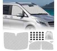 Tappetino Termico sostituzione per Mercedes-Benz VITO III W447 / Viano 2014-2022 5 Pezzi, Protezione Solare per Parabrezza, Visiere Parasole Pieghevoli, Fodera nera