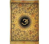 Tappetino Yoga Cotone Om Chakra Mandala Giallo da Appendere a Parete Hippie A...