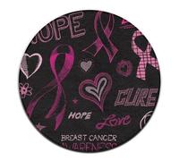 Tappetino yoga grande da donna, tappeto decorativo per divano, tappeto circolare, tappetino yoga lavabile, rosa e nero, per la sensibilizzazione sul cancro al seno, speranza, amore e cura.