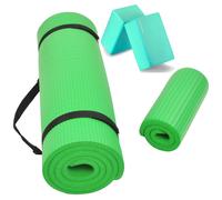 Tappetino yoga multiuso Fitvids da 1/2 pollice, extra spesso, ad alta densit , antistrappo, con ginocchiera, con tracolla e blocchi yoga, verde