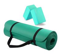 Tappetino yoga multiuso Fitvids da 1/2 pollice, extra spesso, ad alta densit , antistrappo, con tracolla e blocchi yoga, verde