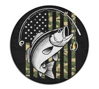 Tappetino yoga rotondo grande, tappeto decorativo per divano, tappeto circolare, tappetino yoga mimetico per la caccia alla s ola nera con bandiera americana.