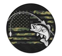 Tappetino yoga rotondo grande, tappeto decorativo per divano, tappeto circolare, tappetino yoga mimetico per la caccia alla s ola nera con bandiera americana.