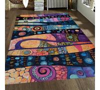 Tappeto 100x150 lavabili resistenti alle macchie Superficie astratta geometrica antiscivolo Tappetino per soggiorno Blocchi mosaici colorati pieghevoli camera da letto Arredamento