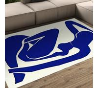 Tappeto 100x150 minimalista in forma astratta silhouette blu cobalto Line Art Tappetino moderni con disegno di scena per la donna sdraiata lavabili antiscivolo a pelo basso soggiorno da