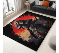 Tappeto 120 x 170 cm per Soggiorno con Fondo Antiscivolo, Nero Tappeti Morbidi a Pelo Corto con Motivo Stampato Squisito Guerriero Guerra per la Camera