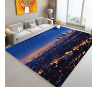 Tappeto 120 x 170 cm Tappeti Antiscivolo Colorato, Primo piano Scena notturna Luci della città Tappeti Morbidi a Forma Rettangolare per Soggiorno, Decorazione per la Casa Tappeto Lavabile in Lavatrice