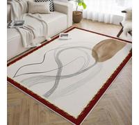 Tappeto 120x150 beige Tappetino antiscivolo lavabili linee astratte con motivo stampato moquette per soggiorno camera da letto sala pranzo moderno minimalista facile pulire il d