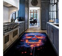 Tappeto 120x150cm Gothic Burning Skull Design Macchina antiscivolo per Tappetino da cucina lavabili Sala giochi Corridoio largo pieghevole sottile camera letto sogno Day of the Dead Carpet