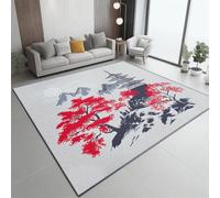 Tappeto 140x200 cm - lavabile antiscivolo per interni soggiorno Tappeto, Pagoda Albero stampa per camera da letto, piccolo morbido a pelo corto tappetino da bagno o comodino, Grigio