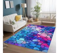 Tappeto 160 x 230 cm - Mosaico Astratto, Tappeto antiscivolo per camera da letto a pelo corto - per soggiorno, camera da letto, sala da pranzo Blu Viola