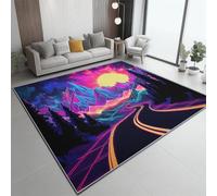 Tappeto 160 X 230 Cm Tecnologia Strade Montagne, Tappeto In Flanella Pelo Corto Morbido - Lavabile In Lavatrice, Antiscivolo, Facile Da Pulire - Per Salotto, Camera Da Letto - Viola Rosa