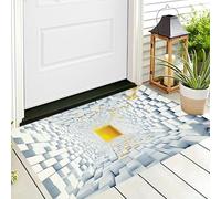 Tappeto 3D Bianco Giallastro Tunnel Di Blocco Tappetino D'Ingresso Zerbino Stanza Geometrica Decorativo Antiscivolo Per Ingresso,Bagno,Scale,Sala Giochi,Tappeto Per Bambini,70X100Cm