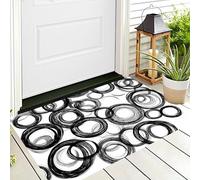 Tappeto 3D Bianco Nero Cerchio Vorticoso Tappetino D'Ingresso Zerbino Arte Dei Graffiti Decorativo Antiscivolo Per Ingresso,Bagno,Scale,Sala Giochi,Tappeto Per Bambini,50X80Cm