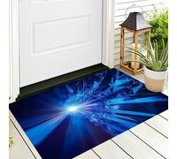 Tappeto 3D Blu Strisce Lampeggianti Tappetino D'Ingresso Zerbino Arte Astratta Decorativo Antiscivolo Per Ingresso,Bagno,Scale,Sala Giochi,Tappeto Per Bambini,50X80Cm