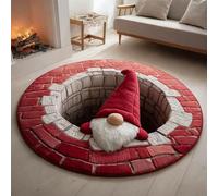 Tappeto 3D Christmas Illusion 100cm, tappetino rotondo antiscivolo | Il tappeto versatile si adatta a soggiorno, camera da letto, cucina o doccia, superficie resistente e facile(D)
