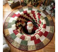 Tappeto 3D Christmas Illusion 100cm, tappetino rotondo antiscivolo | Il tappeto versatile si adatta a soggiorno, camera da letto, cucina o doccia, superficie resistente e facile(E)