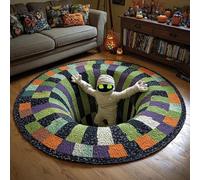 Tappeto 3D e illusione ottica, motivo scheletro e zucca, tappeto decorativo con motivo profondo a tema Halloween, tessuto morbido e resistente, tappetino moderno antiscivolo per la casa (B, 80 cm)