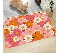 Tappeto - 45 x 75 cmStile Retrò Zerbino Morbido Per Ingresso E Interno, TPR Fondo Antiscivolo, Facile Da Pulire - Rettangolare - Fiori Margherita Tendenza Tappeto