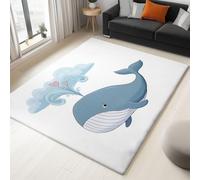 Tappeto 50 X 80 Cm - Cartone Animato Amore Balena - Pelo Corto, Morbido E Confortevole In Flanella - Lavabile, Antiscivolo E Durevole - Per Salotto, Camera Da Letto - Blu Rosa