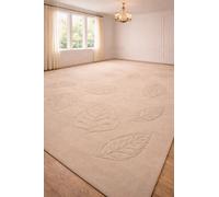 Tappeto 5x7 trapuntato a mano con passanti e foglie di pile tagliate - tappet...