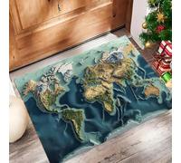 Tappeto - 60 x 90 cmGeografia Moderna Zerbino Morbido Per Ingresso E Interno, TPR Fondo Antiscivolo, Facile Da Pulire - Rettangolare - Mappa Tridimensionale Rilievo Tappeto