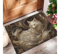 Tappeto - 60 x 90 cmMisterioso Splendido Zerbino Morbido Per Ingresso E Interno, TPR Fondo Antiscivolo, Facile Da Pulire - Rettangolare - Volpe A Nove Code Realistica Tappeto