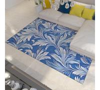 Tappeto 60x120 moderni lavabili Tappetino blu bianchi per camera da letto Ultra sottili e non perdenti elegante foglia botanica soggiorno grande resistente alle macchie moquette bambini