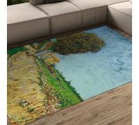 Tappeto 60x90 lavabile Tappetino morbidi in stile impressionismo per soggiorno Green Fields Path Country Cottage paesaggistica antiscivolo camera da letto corridoio patio e giardino