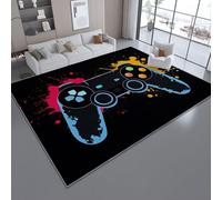 Tappeto 80 x 150 cm - Controller Di Gioco Astratto Minimalista, Tappeto antiscivolo per camera da letto a pelo corto - per soggiorno, camera da letto, sala da pranzo Nero