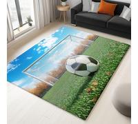 Tappeto 80 X 150 Cm Sport Calcio Gol, Tappeto In Flanella Pelo Corto Morbido - Lavabile In Lavatrice, Antiscivolo, Facile Da Pulire - Per Salotto, Camera Da Letto - Verde Bianco