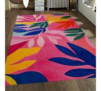 Tappeto 80x150 lavabile Tappetino per soggiorno morbidi camera da letto impermeabili e non perdenti colorati a foglie tropicali rosa astratti botanici antiscivoli Arredamento moderno