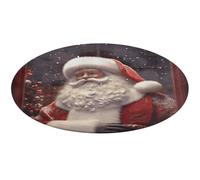 Tappeto a Babbo Natale, lavabile, rotondo, antiscivolo, per soggiorno, camera da letto, moderno, corallo, yoga, per stanza, ufficio, decorazione della casa, regalo, 60 x 60 cm
