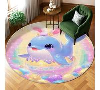 Tappeto a balena, primavera giocoso uovo di Pasqua orecchie da coniglietto blu pasquale a pelo basso per pavimento casa cerchio tappeto stampa tappeto per soggiorno camera da letto nuova decorazione