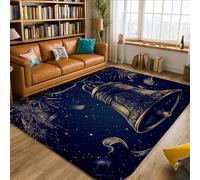 Tappeto a campana, elegante e festivo con fuochi d'artificio stelle Capodanno oro antiscivolo estetico rettangolare tappeto per casa tappeto per soggiorno, camera da letto, aula e appartamento