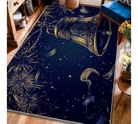 Tappeto a campana, festeggiamento festivo fuochi d'artificio stelle Capodanno oro retro antiscivolo tappeti resistenti allo sbiadimento tappeto estetico per la casa per soggiorno, camera da letto