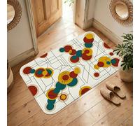 Tappeto a cerchi, linee astratte moderne geometriche nessuno rosso a pelo basso spugna zerbino rettangolare stampa accenti tappeto bagno ingresso comodino porta decorazione 2 'x 3'