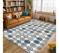 Tappeto a cerchi, moderno e contemporaneo a pois ovali, nessuno blu, antiscivolo, per interni e casa, non perde pelo, per soggiorno, camera da letto, sotto il letto, decorazione per appartamenti, 15 x