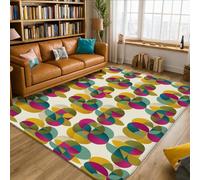 Tappeto a cerchi, moderno e contemporaneo sovrapposto geometrico nessuno verde acqua spugna a pelo basso morbido rettangolare tappeto antimacchia tappeto per soggiorno camera da letto sotto il letto