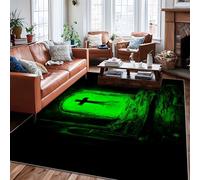 Tappeto a croce, per Halloween, gotico, tomba, Halloween, verde, a pelo basso, bordatura con bordo a pelo basso, tappeto rettangolare per soggiorno, camera da letto, decorazione per la casa, 15,2 x