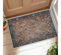Tappeto a diamante, classico classico geometrico autunnale blu con retro antiscivolo tappeto bordatura ingresso bagno lavanderia decorazione 5 x 7 cm