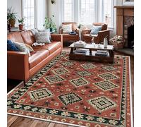 Tappeto a diamante, tappeto tradizionale classico floreale geometrico autunnale rosso con retro antiscivolo per casa tappeti per interni non perde pelo, per soggiorno, camera da letto, sotto il tavolo