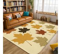 Tappeto a foglia d'acero, autunnale stagionale con rami di ghianda autunnale giallo a pelo basso in schiuma bordatura bordo per la casa tappeto rettangolare tappeto per soggiorno, camera da letto