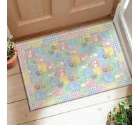 Tappeto a forma di coniglietto, primaverile giocoso uovo farfalla pasquale pastello retro antiscivolo zerbino accenti tappeto resistente allo sbiadimento bagno ingresso comodino lavanderia decorazione