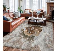 Tappeto a forma di coniglio, inverno natura neve erba invernale marrone a pelo basso bordo bordatura casa tappeto rettangolare tappeto per soggiorno camera da letto college dormitorio cucina